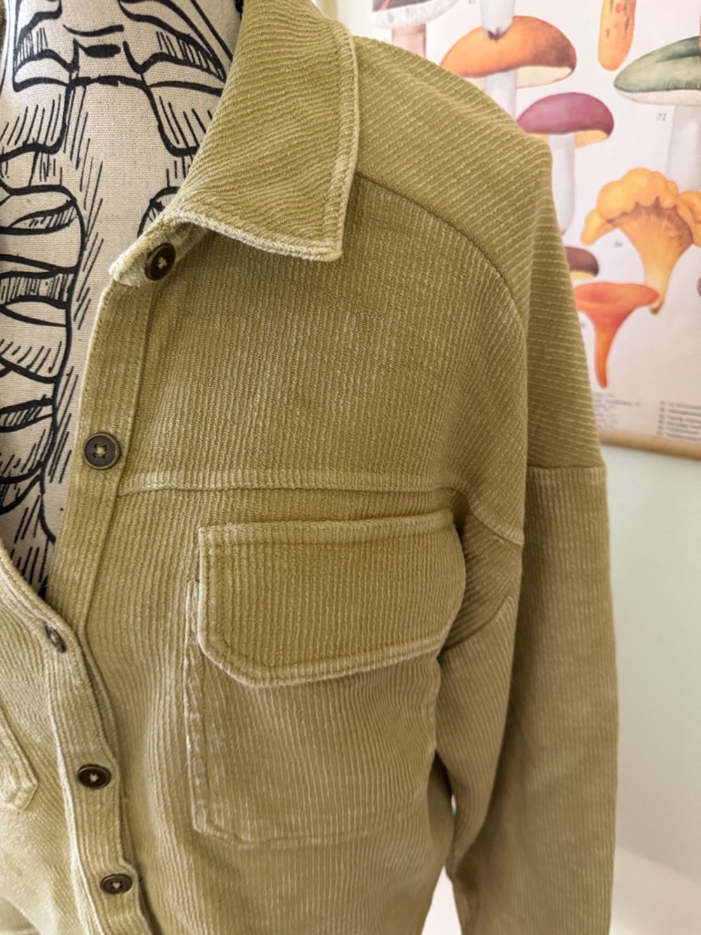 Pilcro Olive Green Corduroy Utility Jacket - Picture 3 of 5